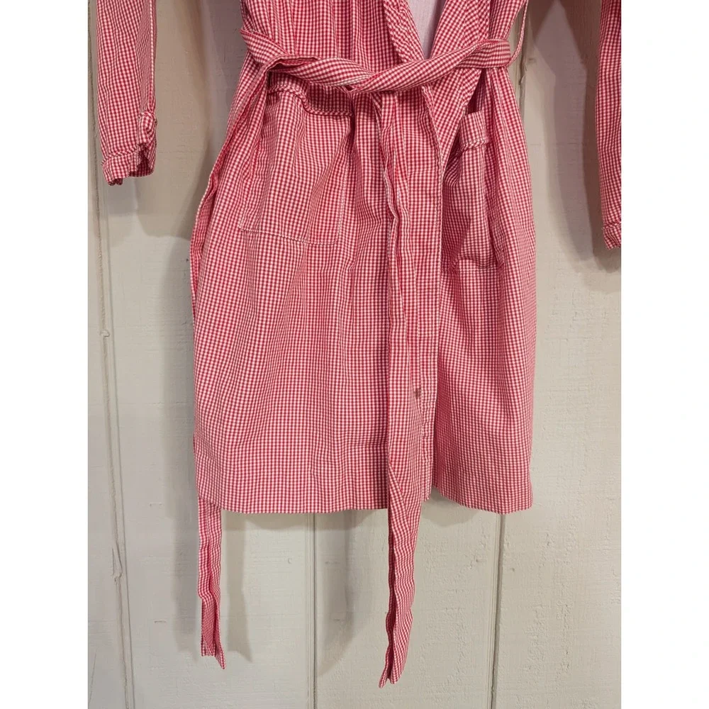 Cecil and Lou Girls Red White Gingham Cotton Robe Size 8‎ Sleepwear Loungewear